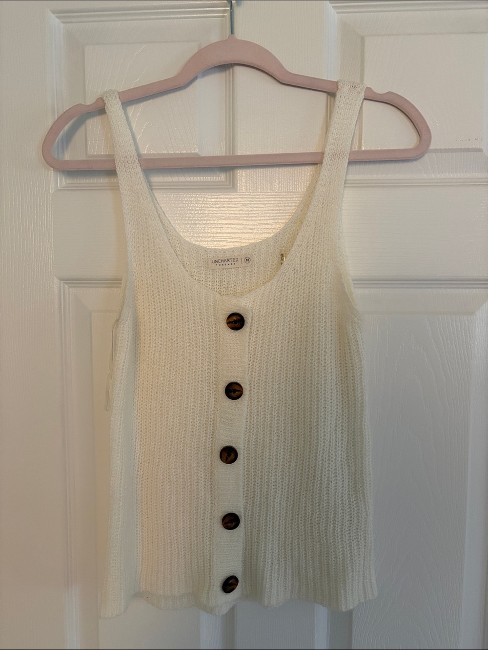 Cream Button-Front Knit Tank